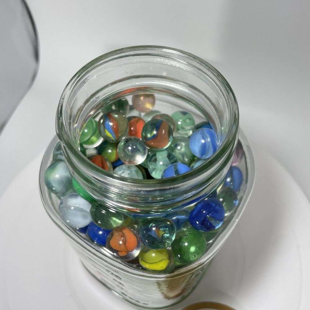 Vintage Glass Marbles Lot in Atlas Mason Jar Mixed Colors Swirls Bulk Common - Picture 6 of 14